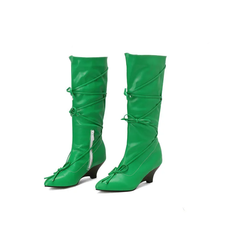 Women's Knot Pointed Toe Mid-Calf Boots