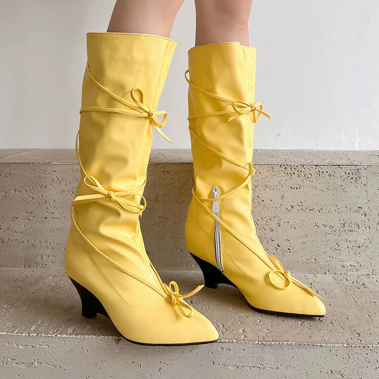 Women's Knot Pointed Toe Mid-Calf Boots