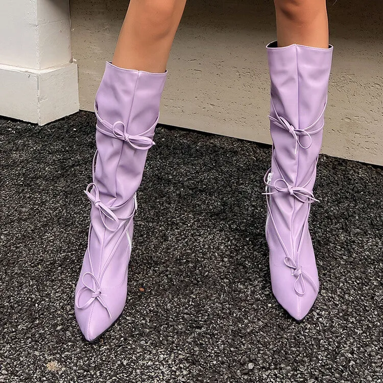 Women's Knot Pointed Toe Mid-Calf Boots