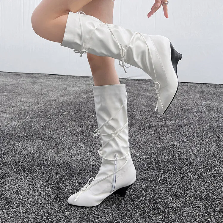 Women's Knot Pointed Toe Mid-Calf Boots