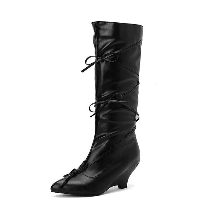 Women's Knot Pointed Toe Mid-Calf Boots