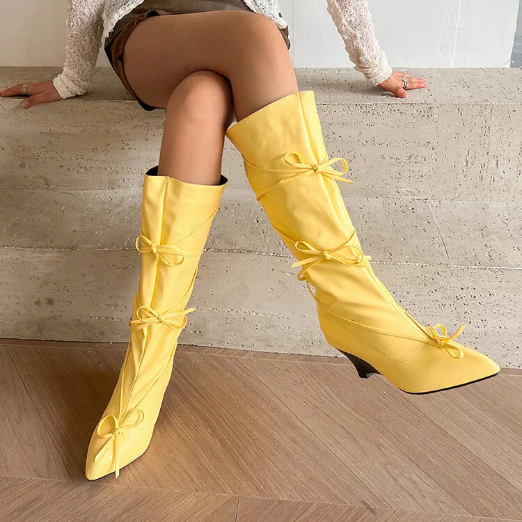 Women's Knot Pointed Toe Mid-Calf Boots