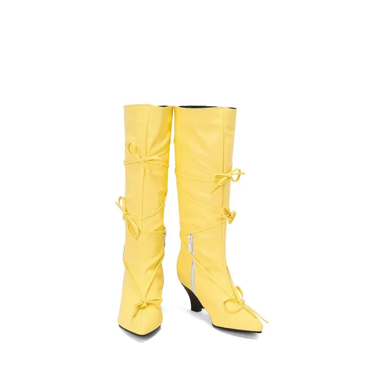 Women's Knot Pointed Toe Mid-Calf Boots
