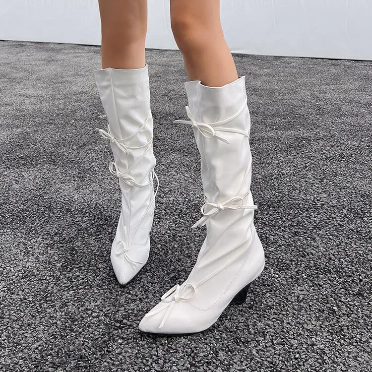 Women's Knot Pointed Toe Mid-Calf Boots
