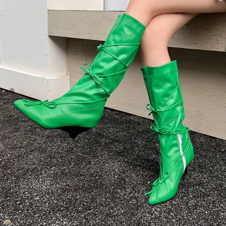 Women's Knot Pointed Toe Mid-Calf Boots