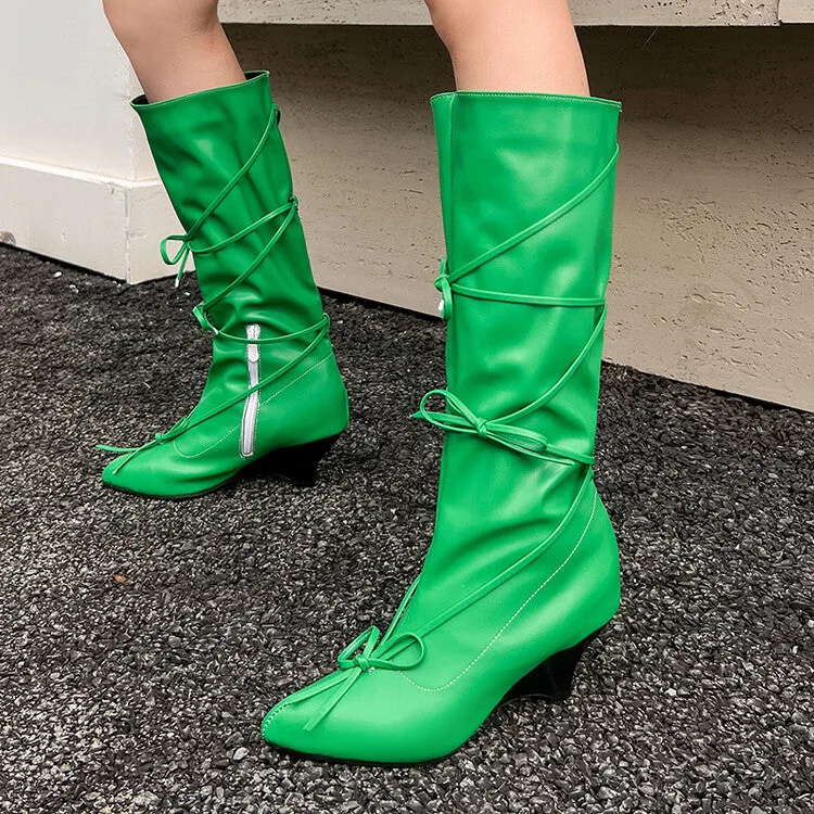 Women's Knot Pointed Toe Mid-Calf Boots