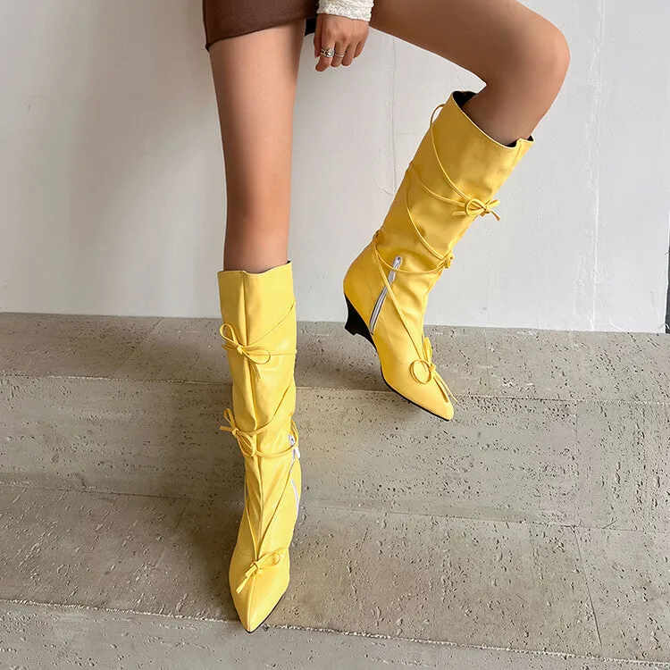 Women's Knot Pointed Toe Mid-Calf Boots