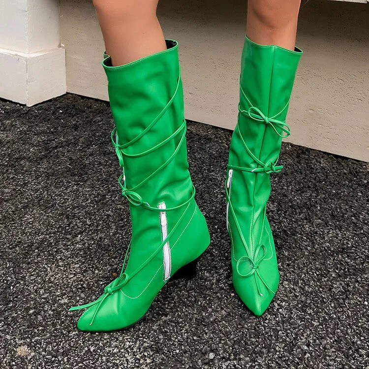 Women's Knot Pointed Toe Mid-Calf Boots