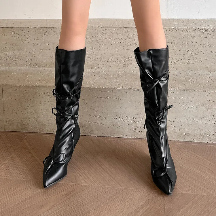 Women's Knot Pointed Toe Mid-Calf Boots