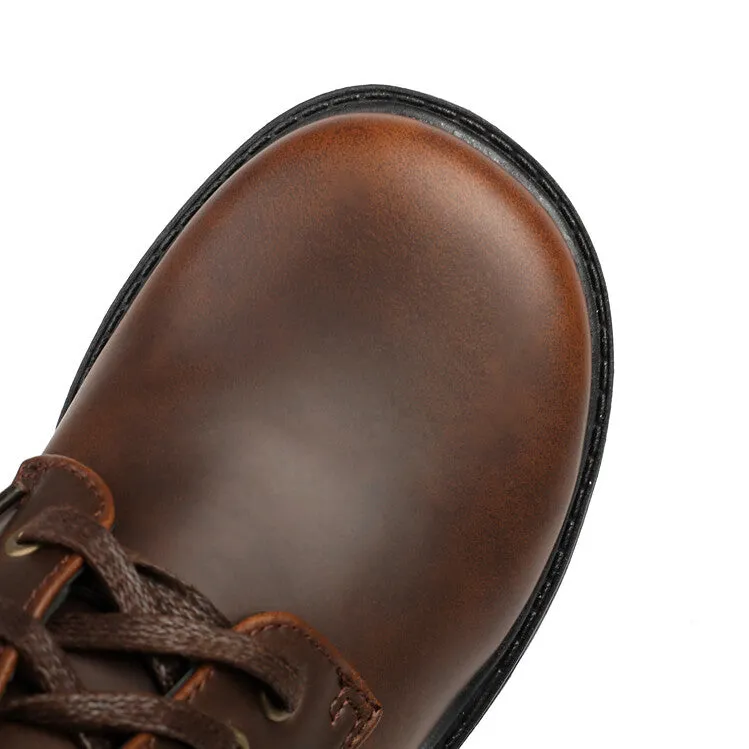 Women's Lace-Up Block Heel Platform Ankle Boots