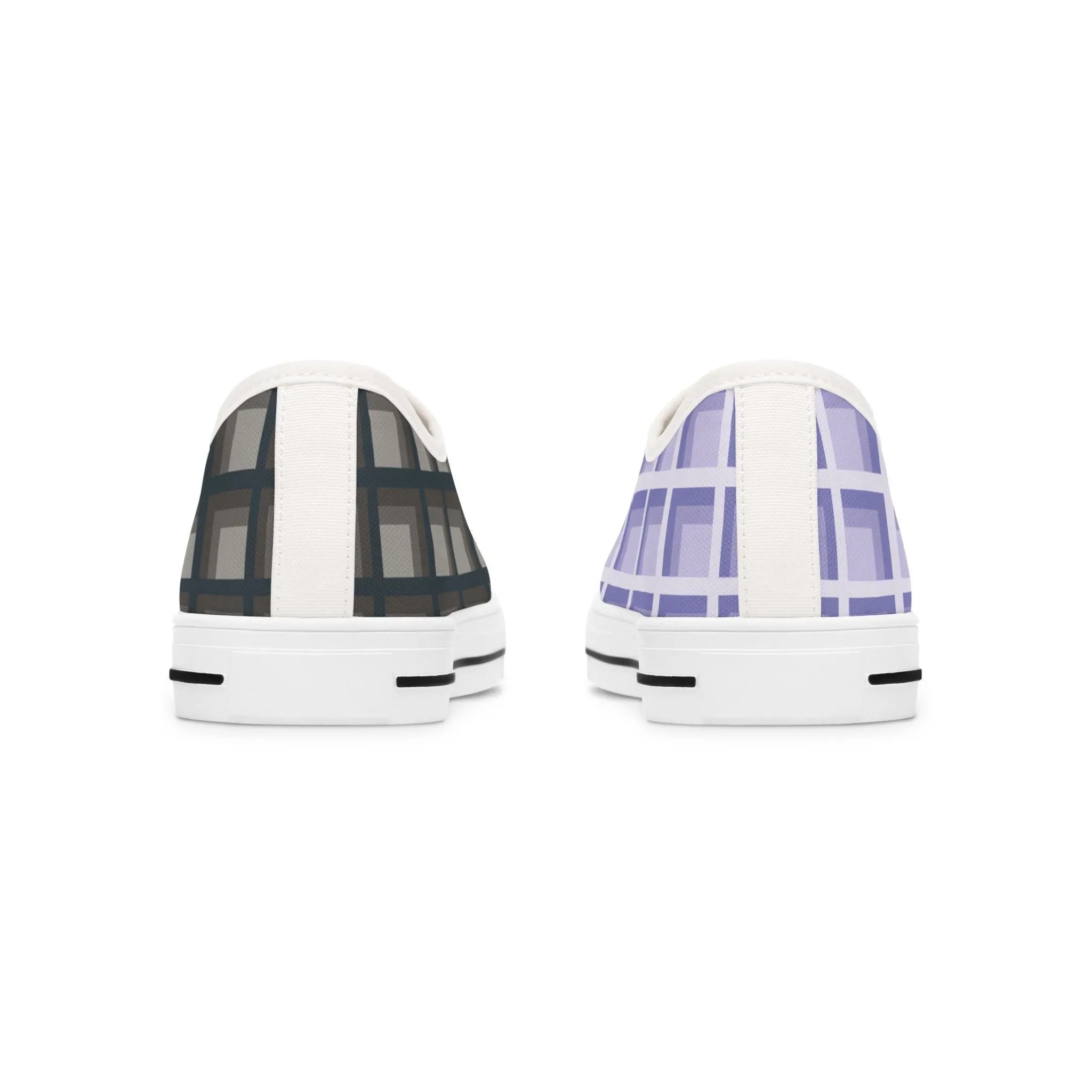 Women's Lavender & Charcoal Mismatched Geometric Low Top Sneakers