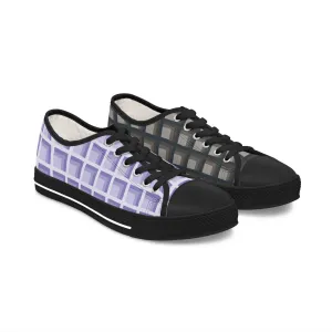 Women's Lavender & Charcoal Mismatched Geometric Low Top Sneakers