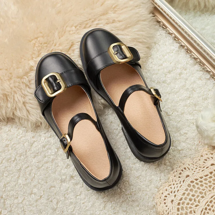 Women's Lolita Pu Leather Round Toe Buckle Straps Mary Janes Shoes