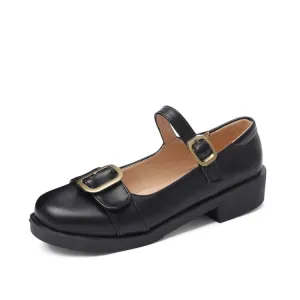 Women's Lolita Pu Leather Round Toe Buckle Straps Mary Janes Shoes