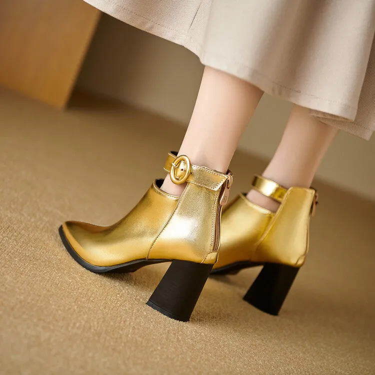 Women's Patent Leather Pointed Toe Ankle Boots
