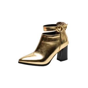 Women's Patent Leather Pointed Toe Ankle Boots