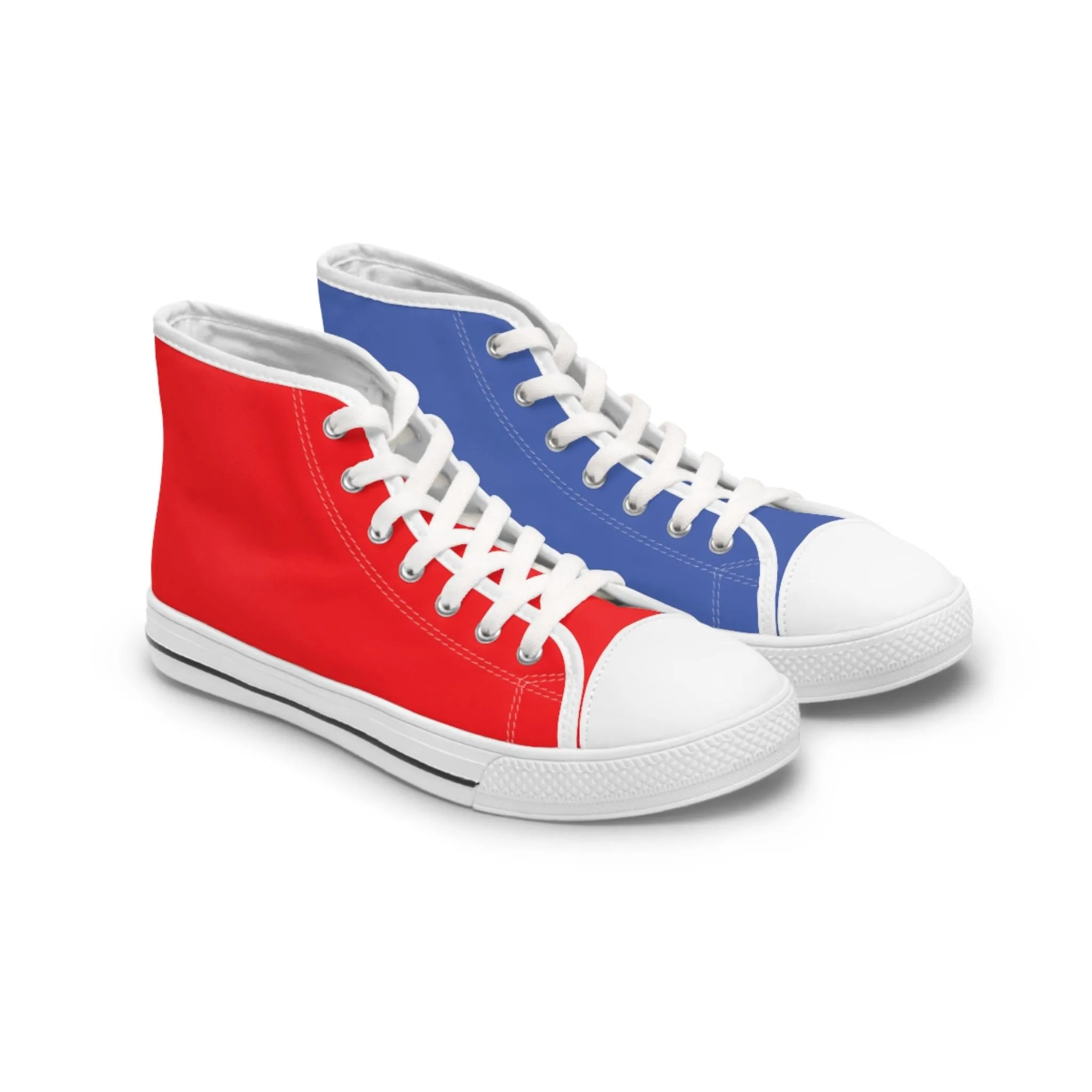 Women's Red & Blue Mismatched High Top Sneakers