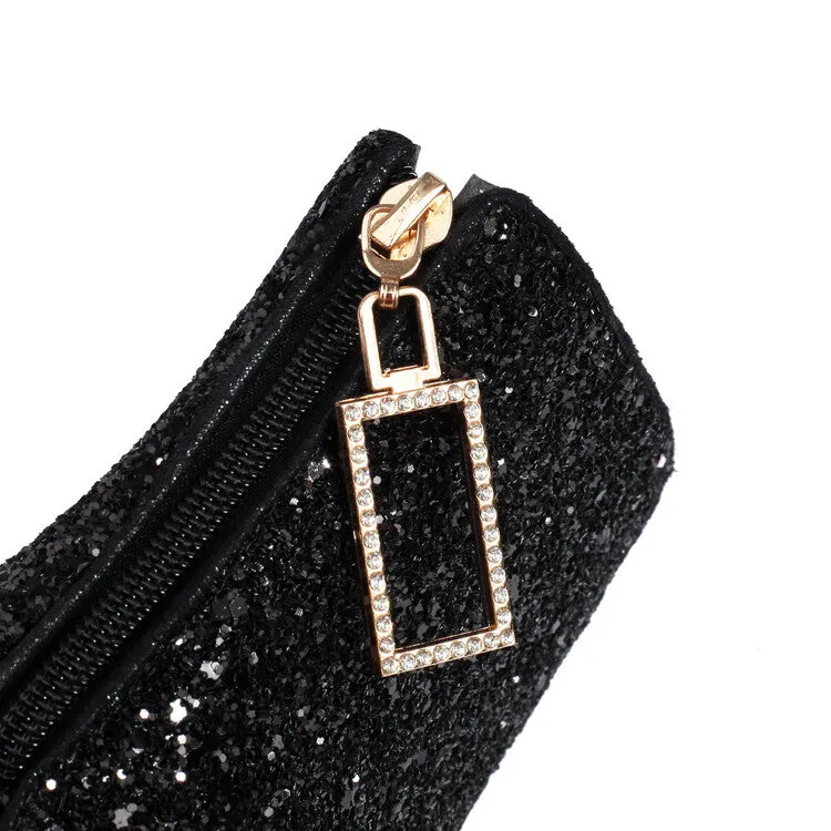 Women's Sequins Square Toe Block Heel Ankle Boots