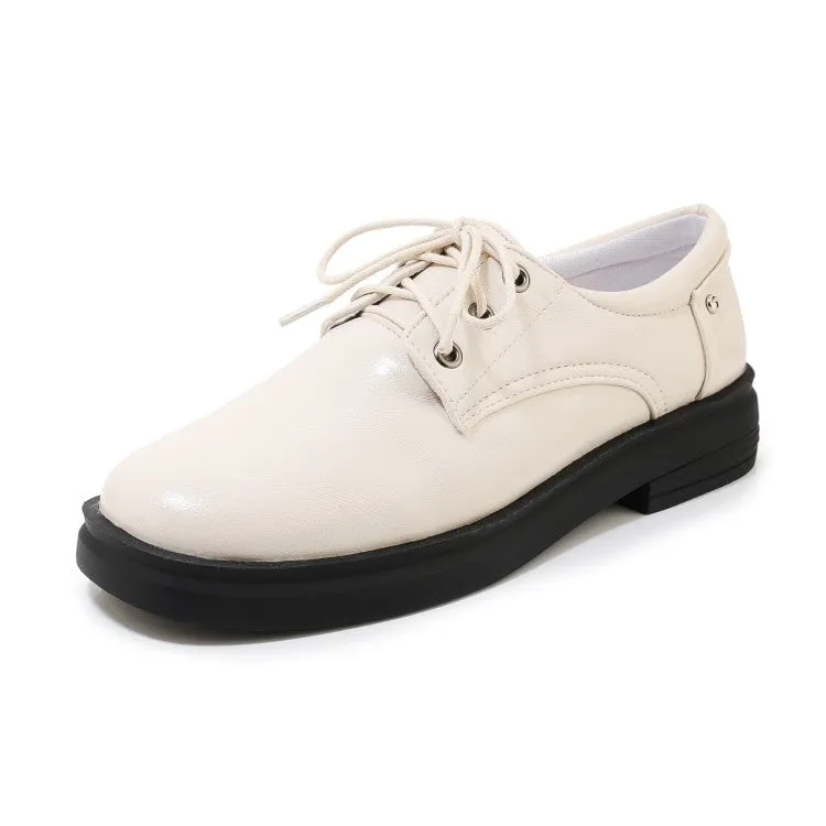 Women's Solid Color Round Toe Lace Up on Flats Shoes