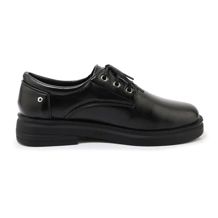 Women's Solid Color Round Toe Lace Up on Flats Shoes