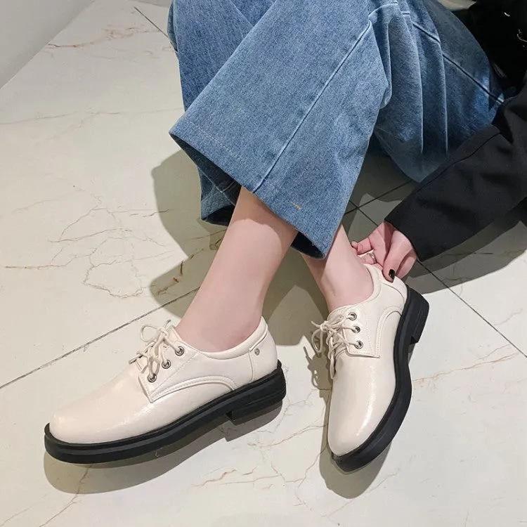 Women's Solid Color Round Toe Lace Up on Flats Shoes