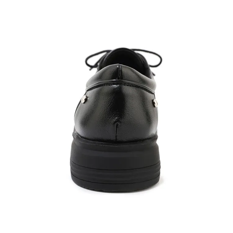 Women's Solid Color Round Toe Lace Up on Flats Shoes