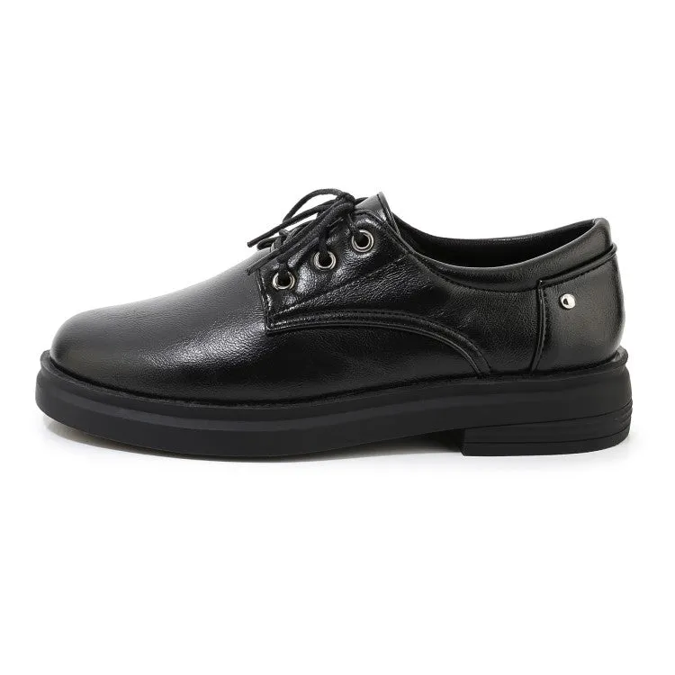Women's Solid Color Round Toe Lace Up on Flats Shoes