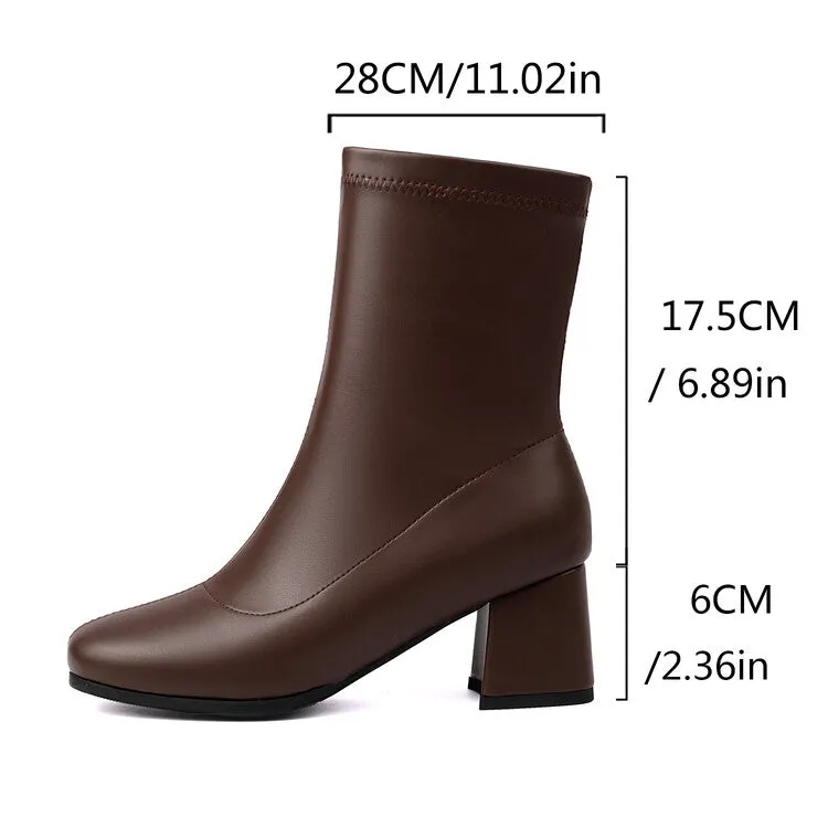 Women's Square Toe Block Heel Short Boots