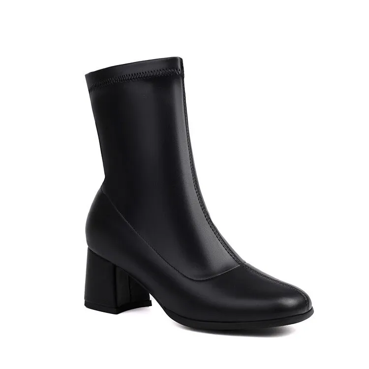 Women's Square Toe Block Heel Short Boots