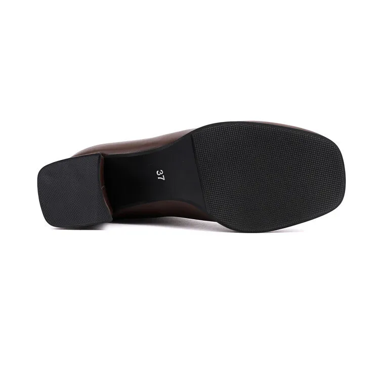 Women's Square Toe Block Heel Short Boots