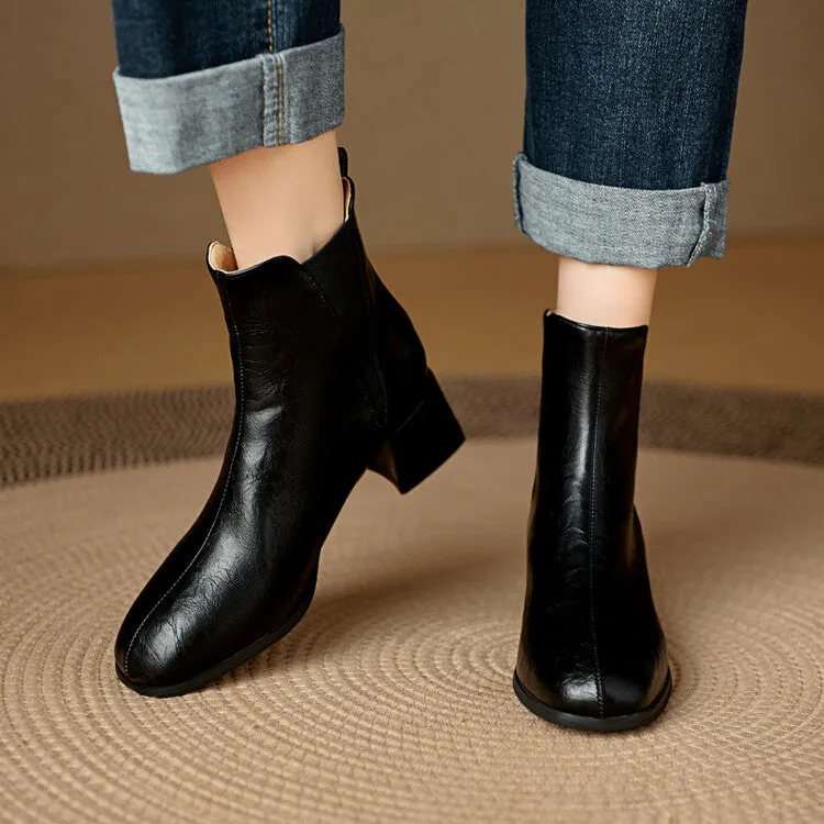 Women's Square Toe Square Heel Stretch Ankle Boots