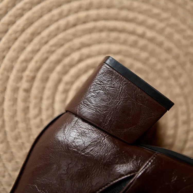 Women's Square Toe Square Heel Stretch Ankle Boots