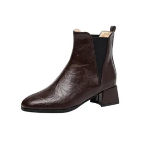 Women's Square Toe Square Heel Stretch Ankle Boots