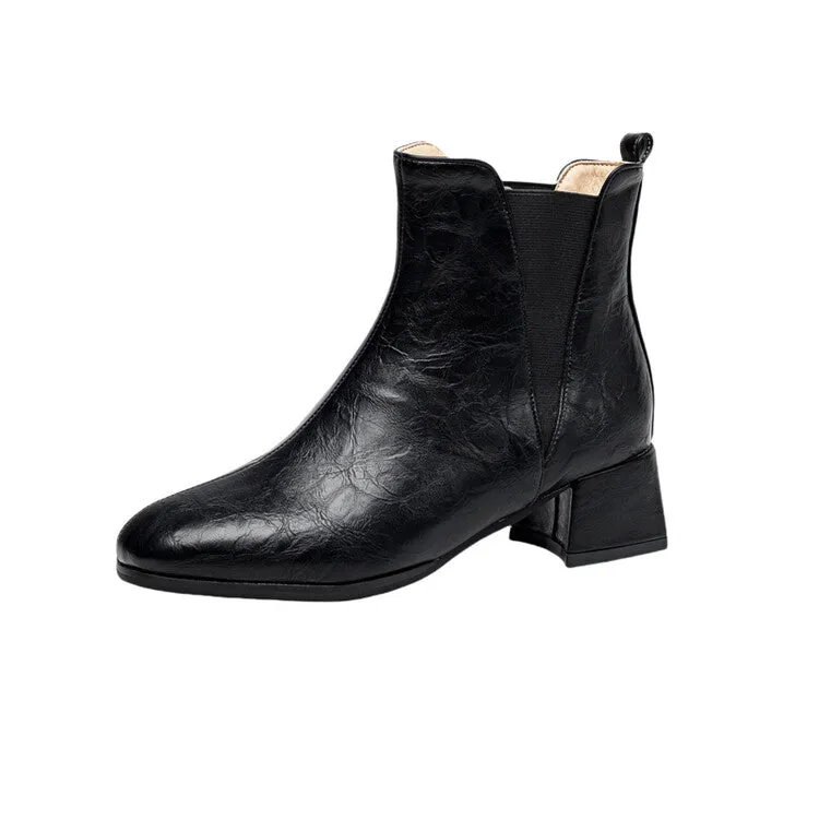 Women's Square Toe Square Heel Stretch Ankle Boots