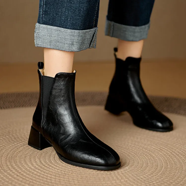 Women's Square Toe Square Heel Stretch Ankle Boots