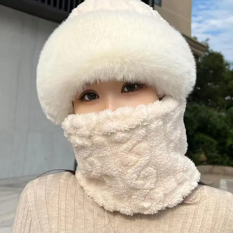Women's Winter Warm Windproof Plush Scarf Hat