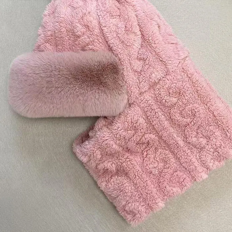 Women's Winter Warm Windproof Plush Scarf Hat