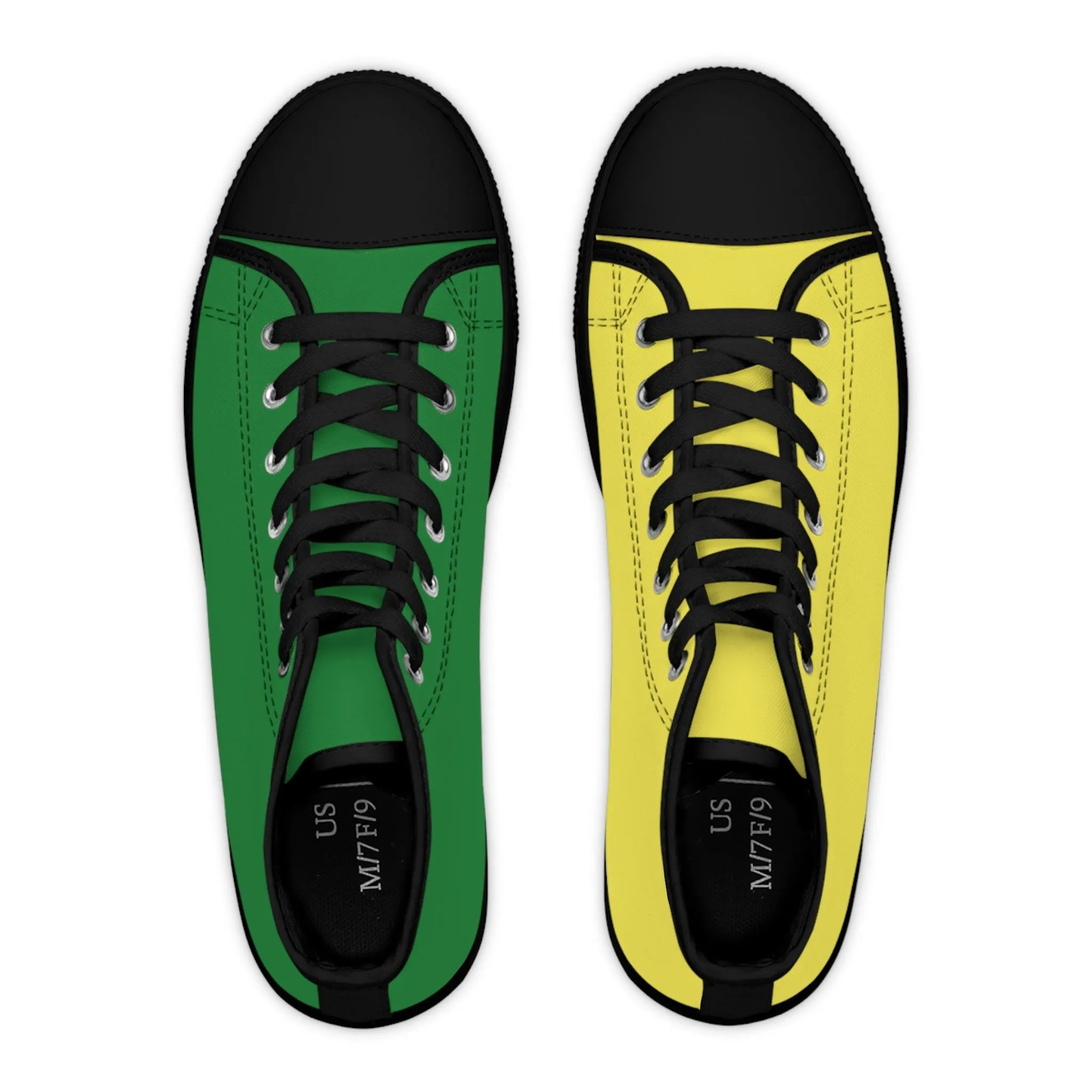 Women's Yellow & Green Mismatched High Top Sneakers