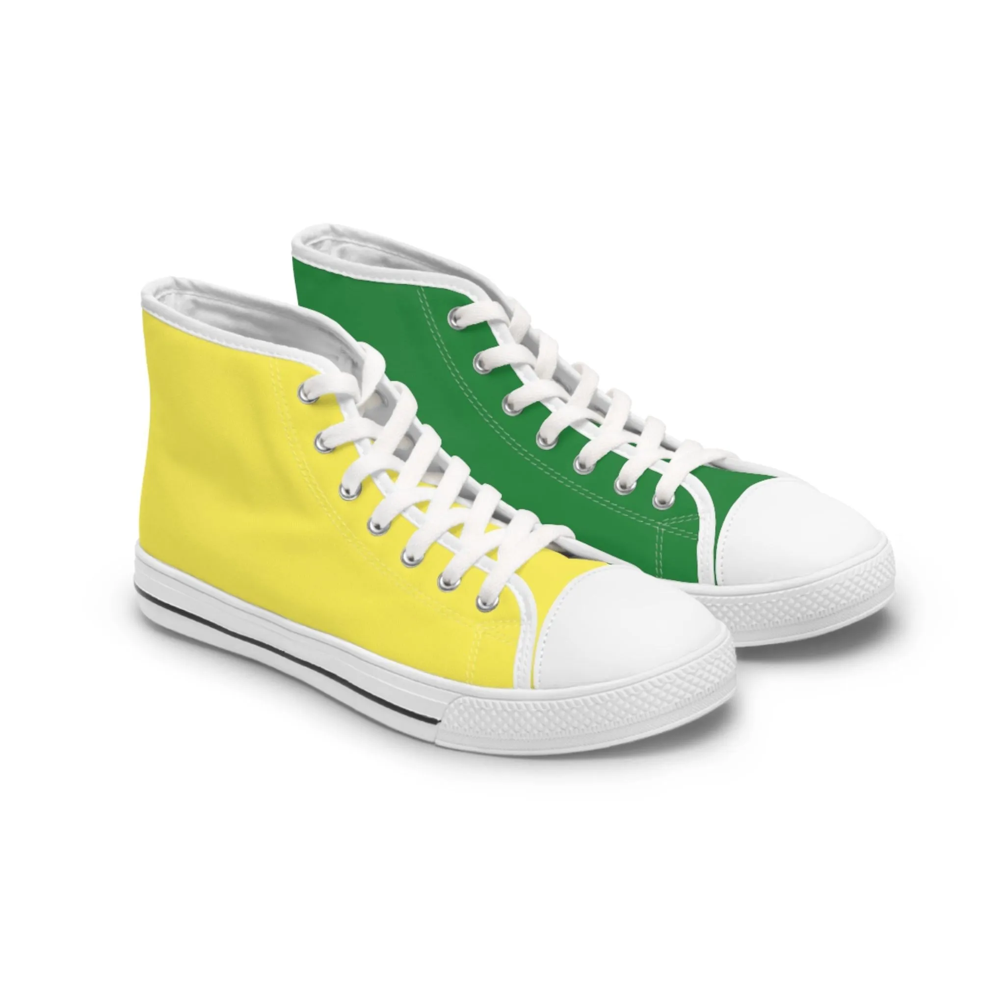 Women's Yellow & Green Mismatched High Top Sneakers