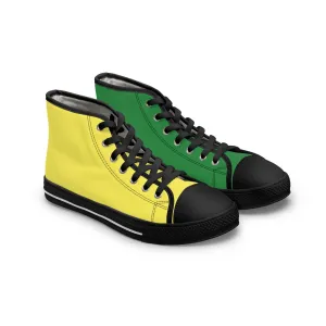 Women's Yellow & Green Mismatched High Top Sneakers