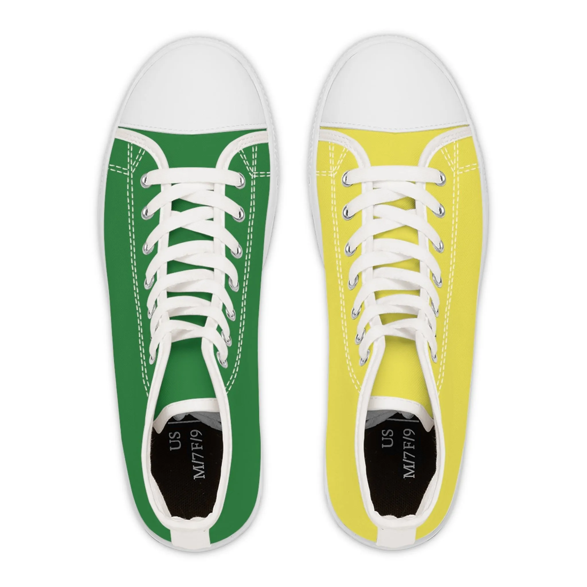 Women's Yellow & Green Mismatched High Top Sneakers