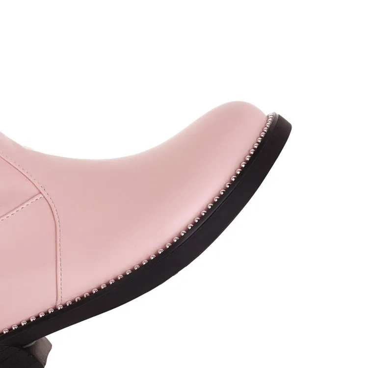 Women's  Zipper Fur Low Heel Mid Calf Boots