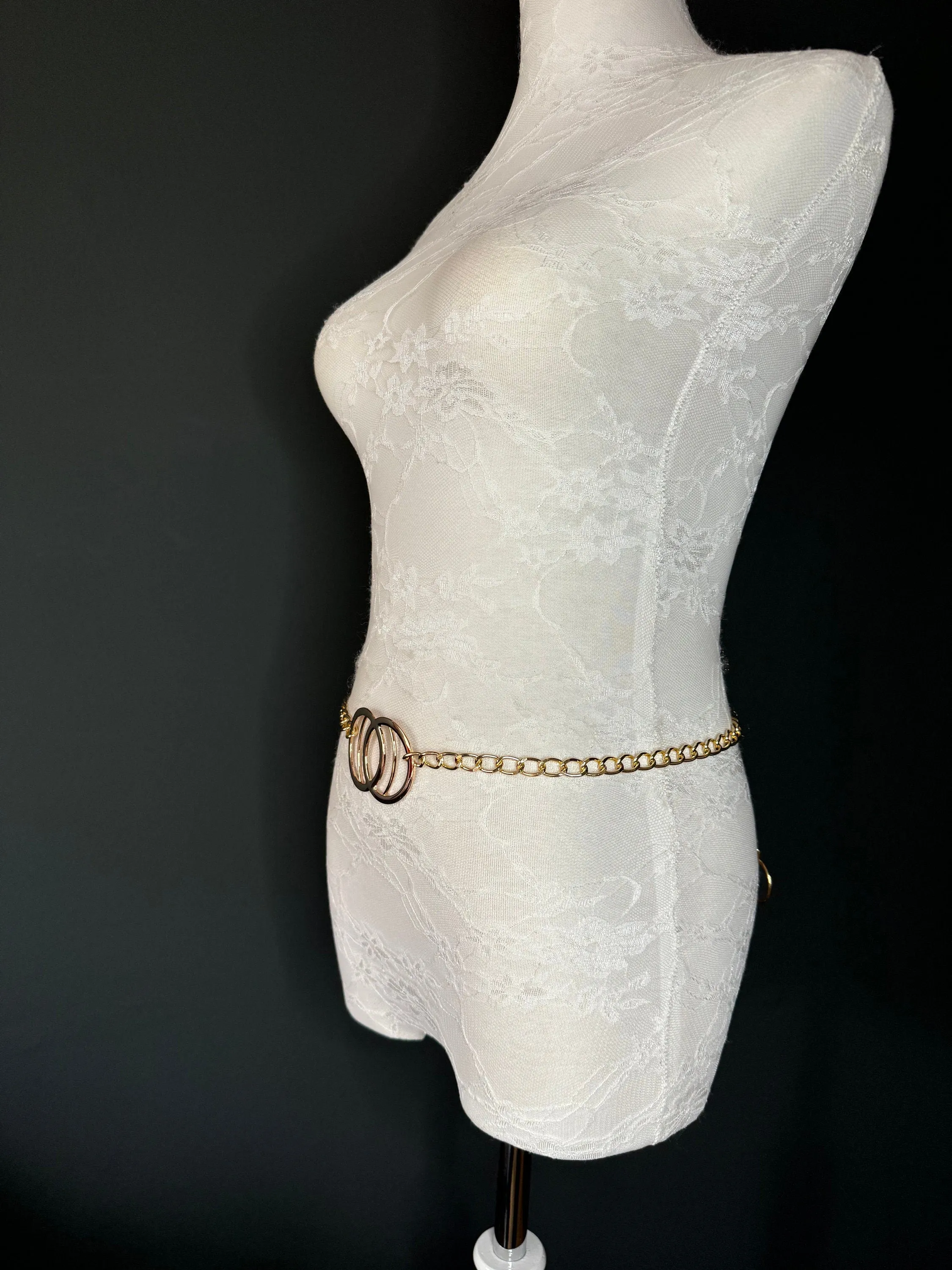 X-long Belt, High Quality Ring Belt, Gold Metal Ring & Chain Belt, Chain Belt, Fashion Belt, Plus Sizes 18”-60”, FAN Design Exclusive