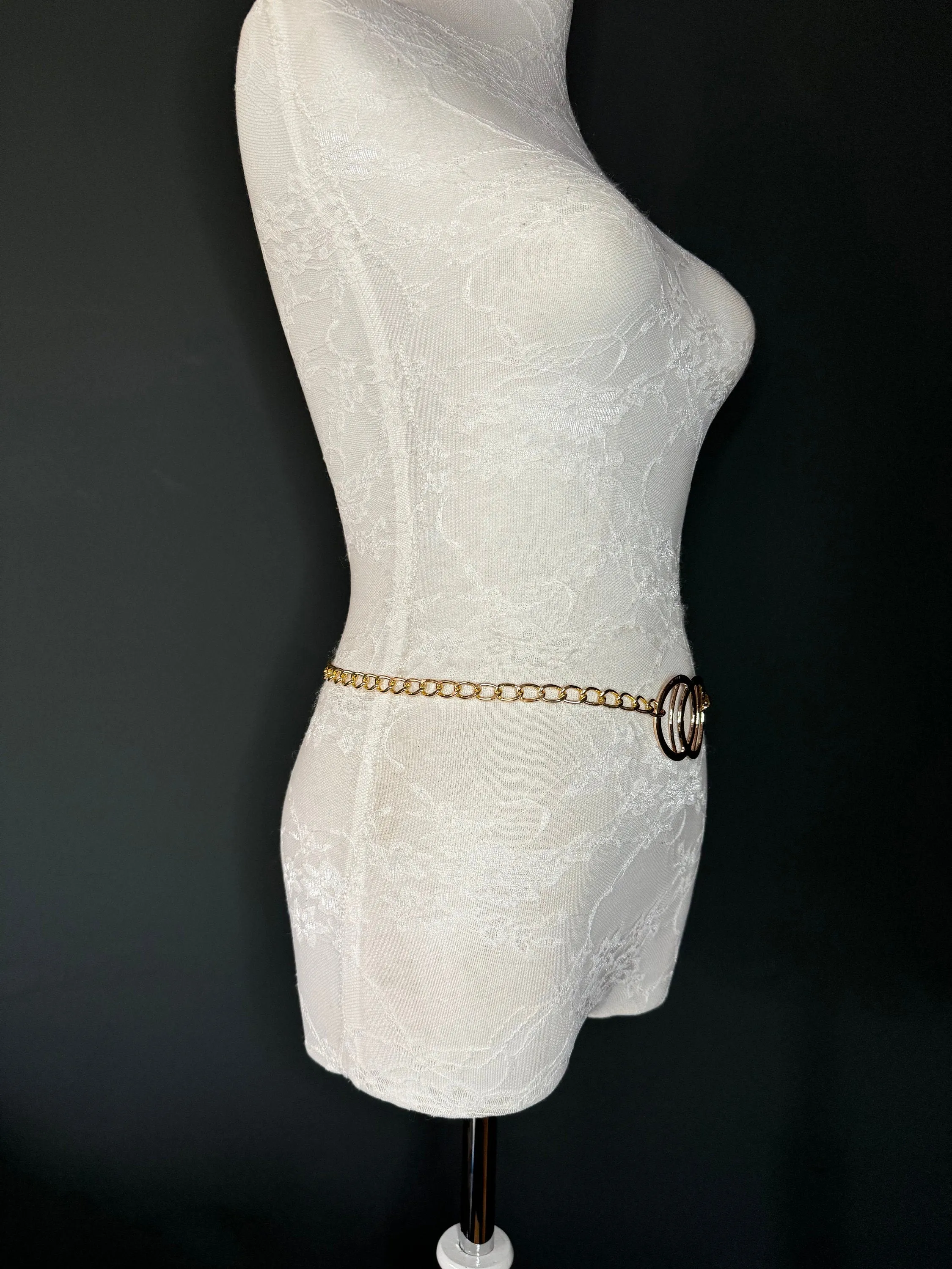 X-long Belt, High Quality Ring Belt, Gold Metal Ring & Chain Belt, Chain Belt, Fashion Belt, Plus Sizes 18”-60”, FAN Design Exclusive