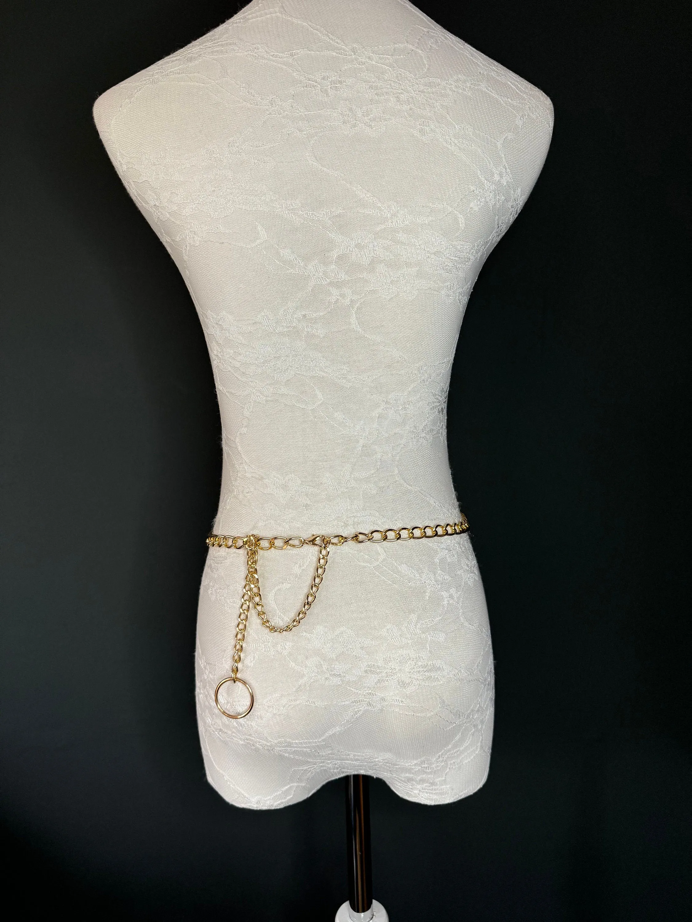 X-long Belt, High Quality Ring Belt, Gold Metal Ring & Chain Belt, Chain Belt, Fashion Belt, Plus Sizes 18”-60”, FAN Design Exclusive