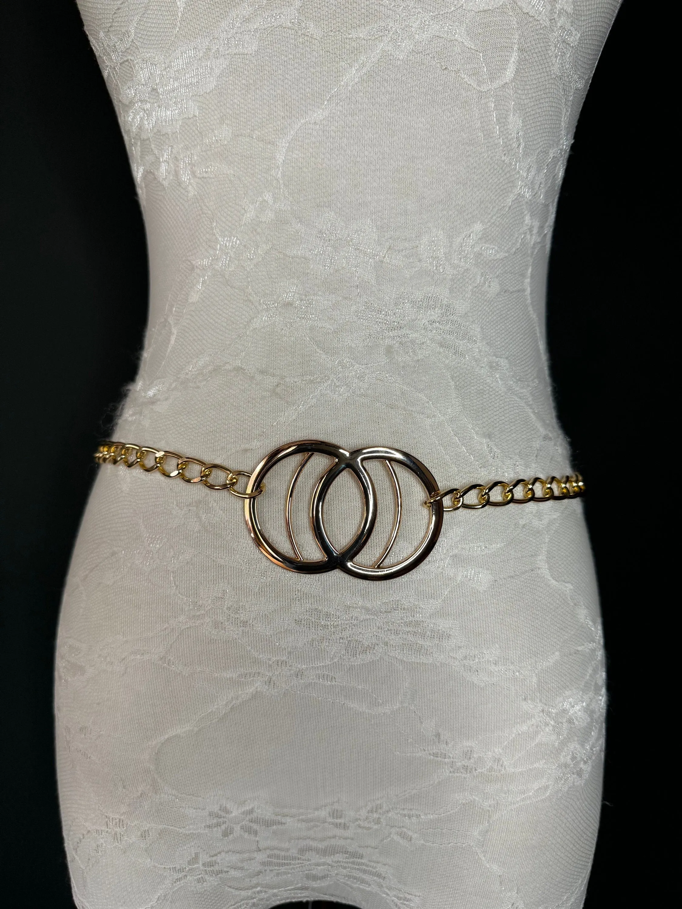 X-long Belt, High Quality Ring Belt, Gold Metal Ring & Chain Belt, Chain Belt, Fashion Belt, Plus Sizes 18”-60”, FAN Design Exclusive
