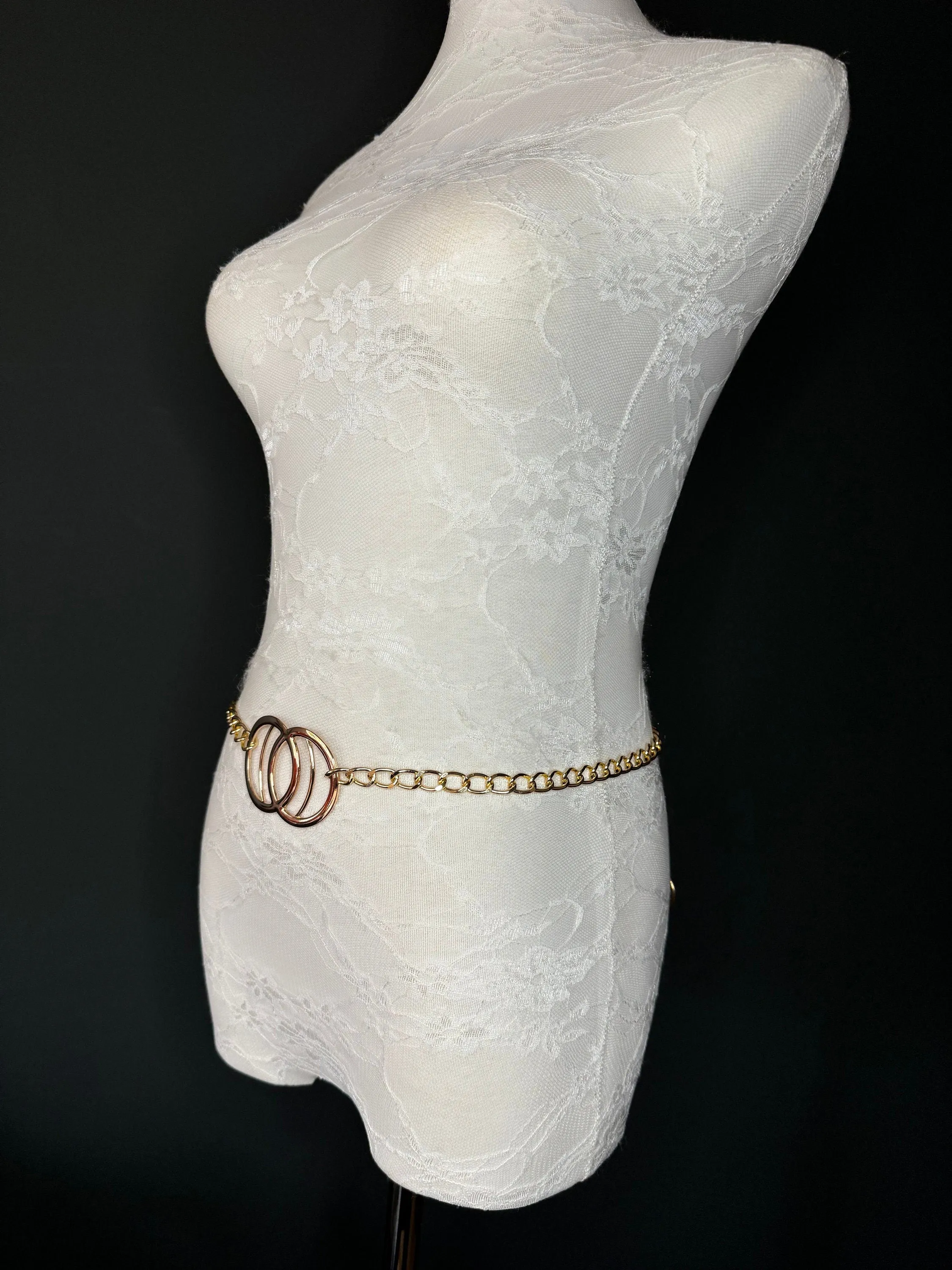 X-long Belt, High Quality Ring Belt, Gold Metal Ring & Chain Belt, Chain Belt, Fashion Belt, Plus Sizes 18”-60”, FAN Design Exclusive
