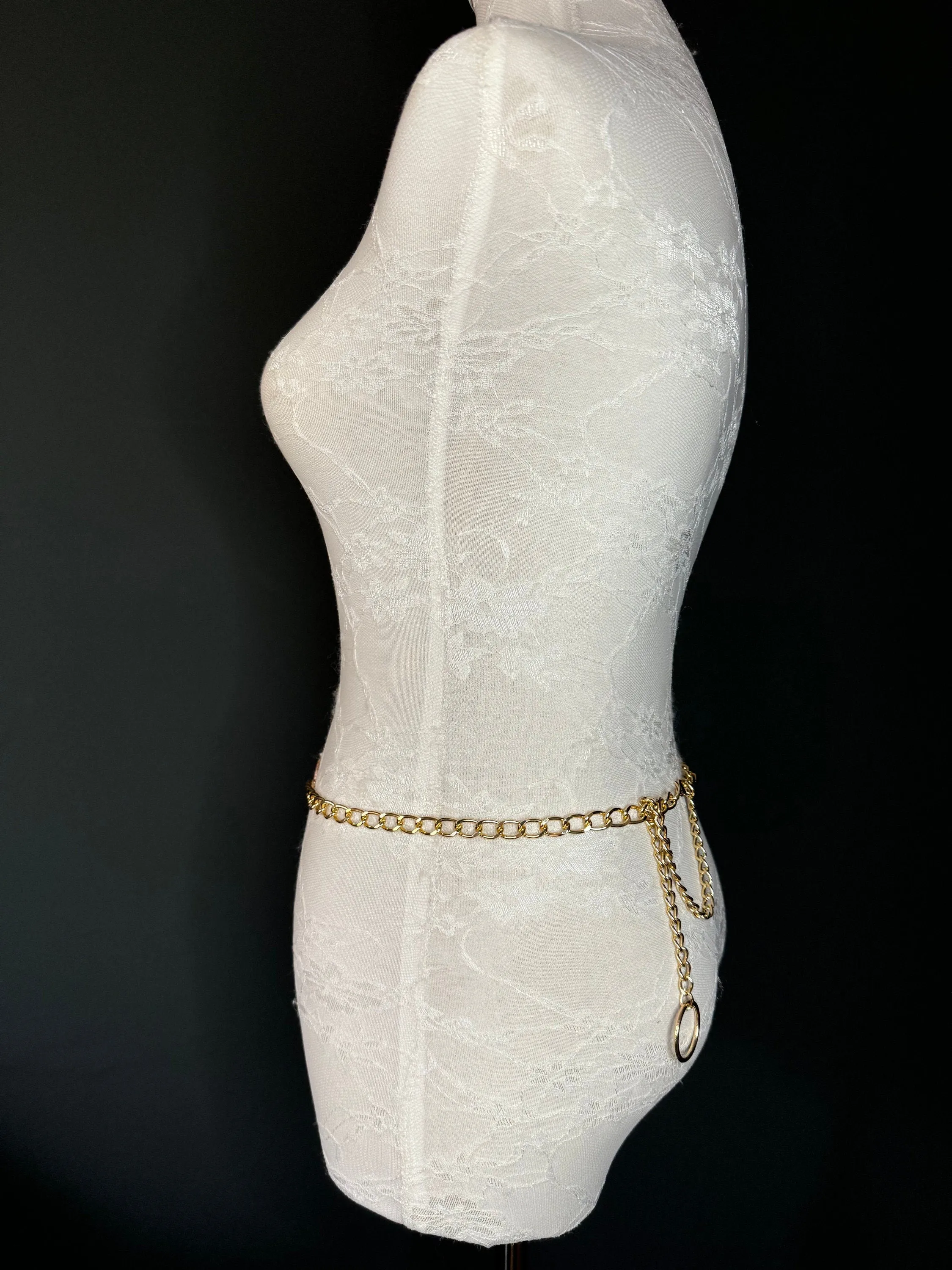 X-long Belt, High Quality Ring Belt, Gold Metal Ring & Chain Belt, Chain Belt, Fashion Belt, Plus Sizes 18”-60”, FAN Design Exclusive