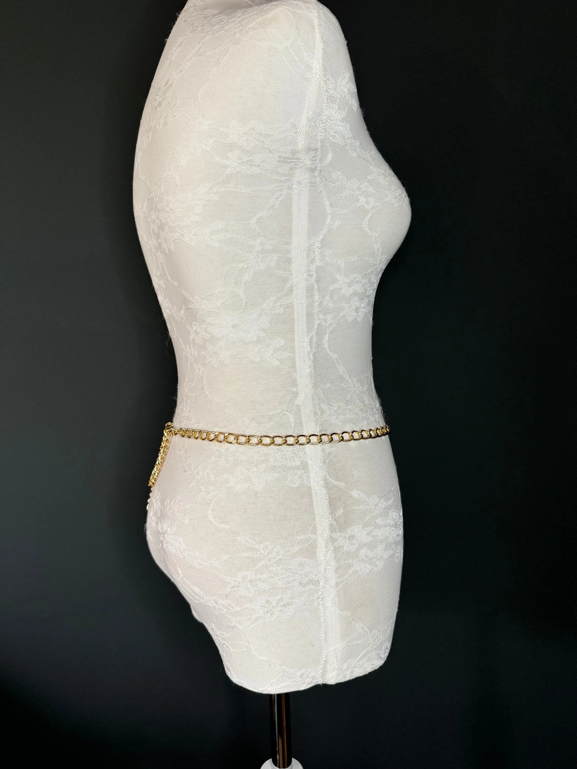 X-long Belt, High Quality Ring Belt, Gold Metal Ring & Chain Belt, Chain Belt, Fashion Belt, Plus Sizes 18”-60”, FAN Design Exclusive