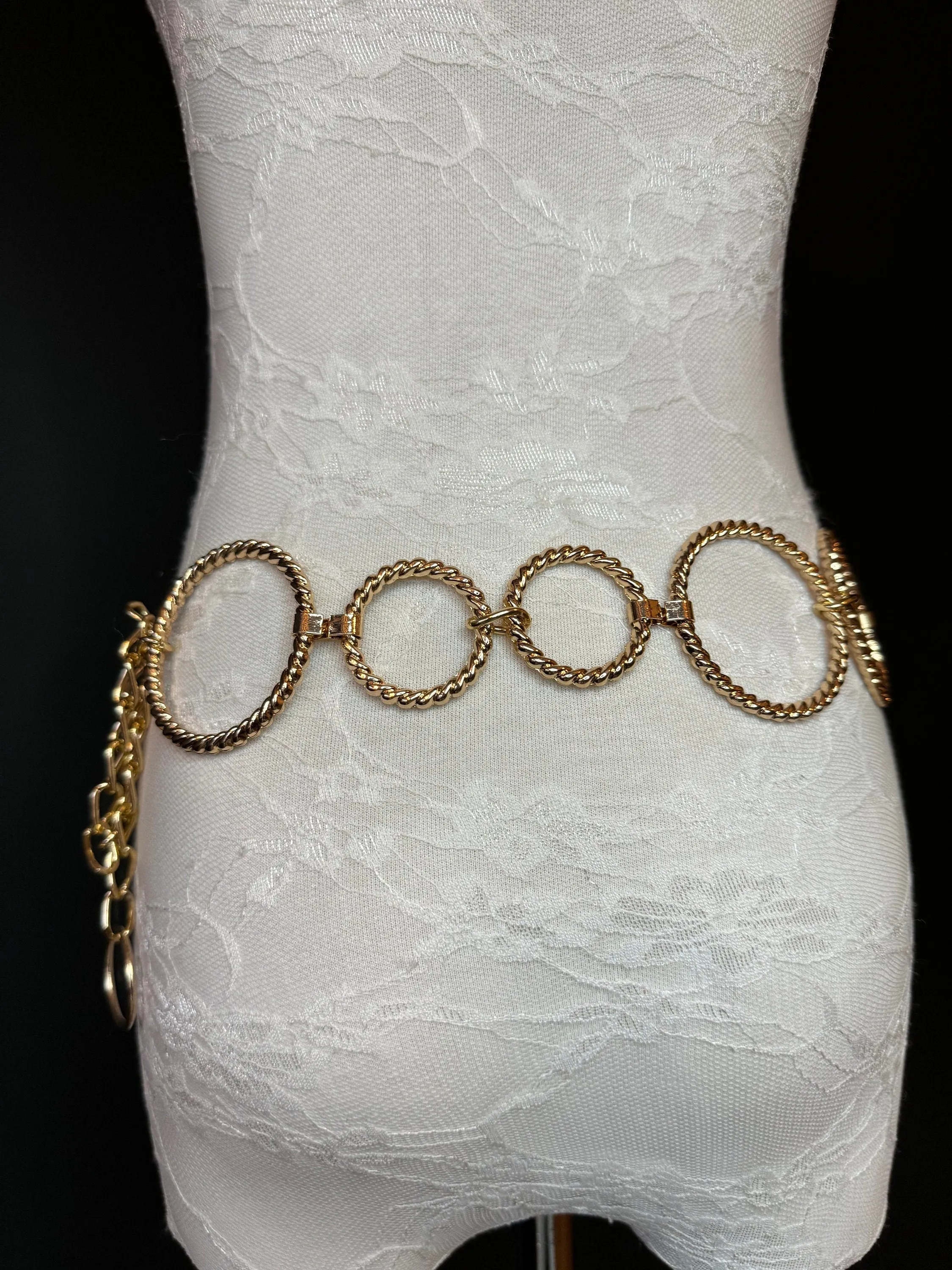 X-long Belt, High Quality Ring Belt, Textured Gold Metal Rings Belt, Chain Belt, Fashion Belt, Plus Sizes 18”-60”, FAN Design Exclusive
